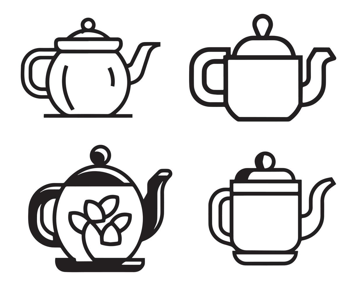 Tea kettle spot vector line icon on white background illustration