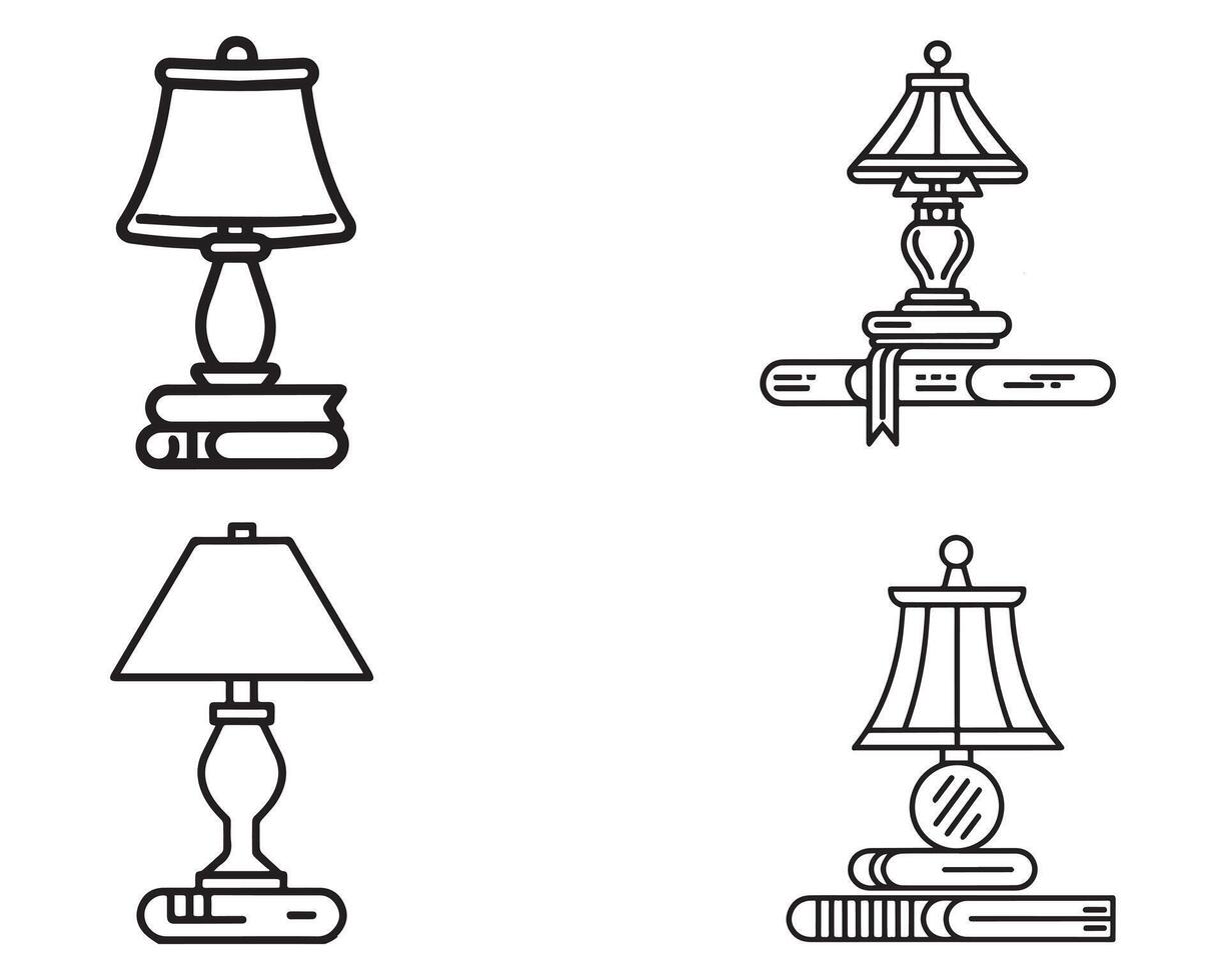 mesa lámpara icono icono conjunto vector en blanco antecedentes ilustración