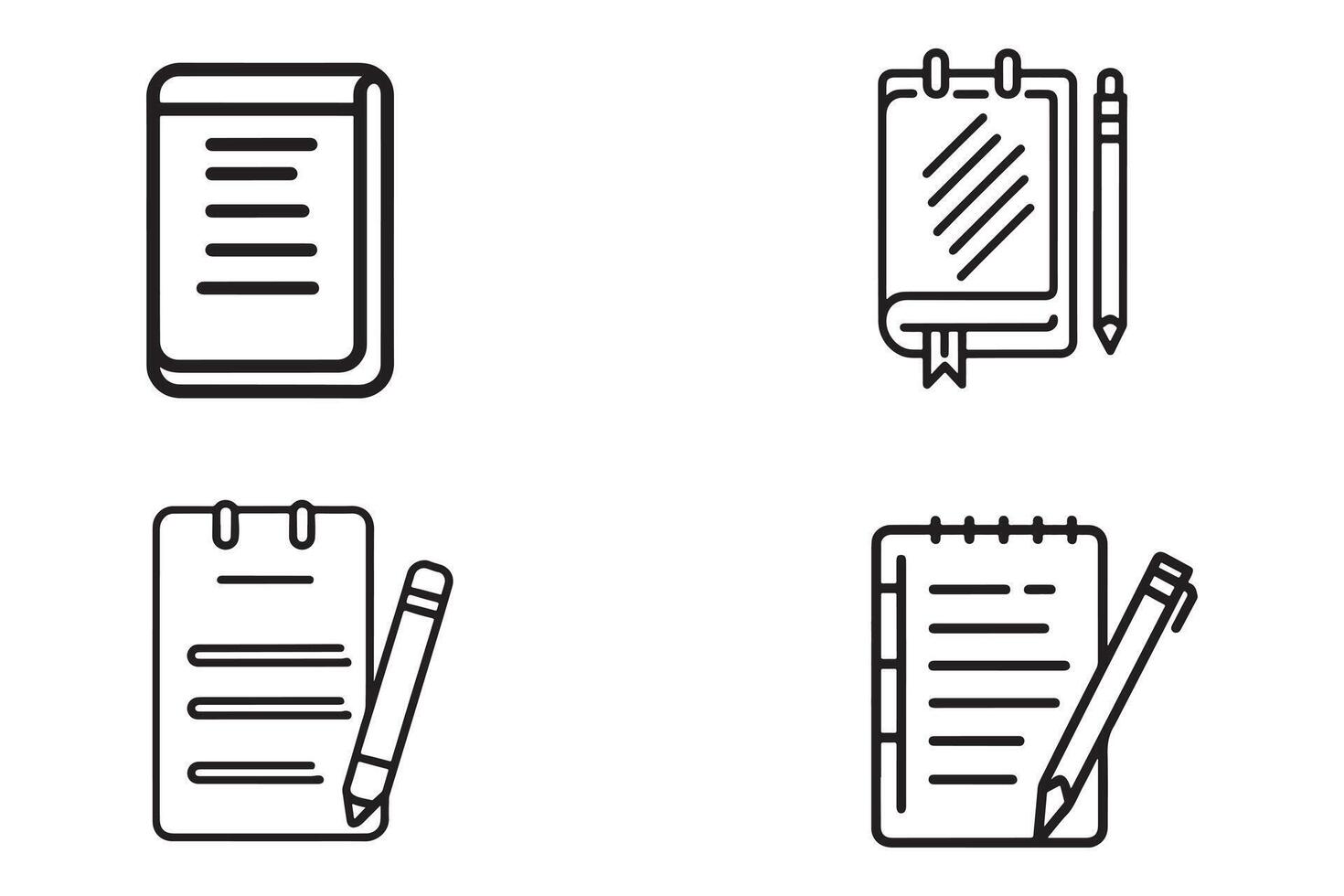 Document Notepad And Pen Set Vector Design On White Background illustration