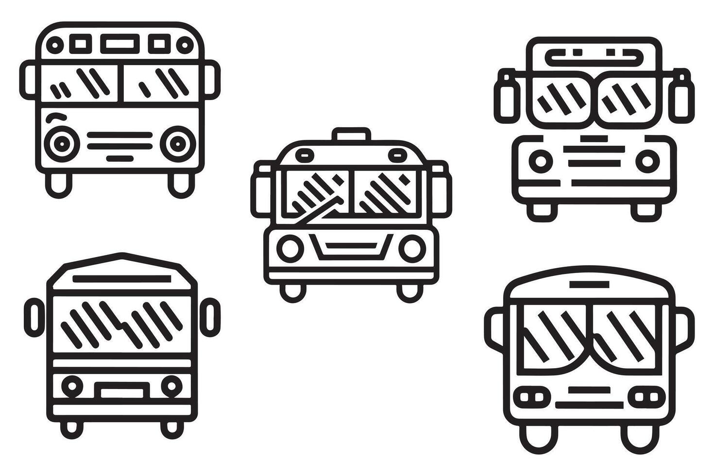 Bus Set Outline Icon illustration Vector Design On White Background illustration