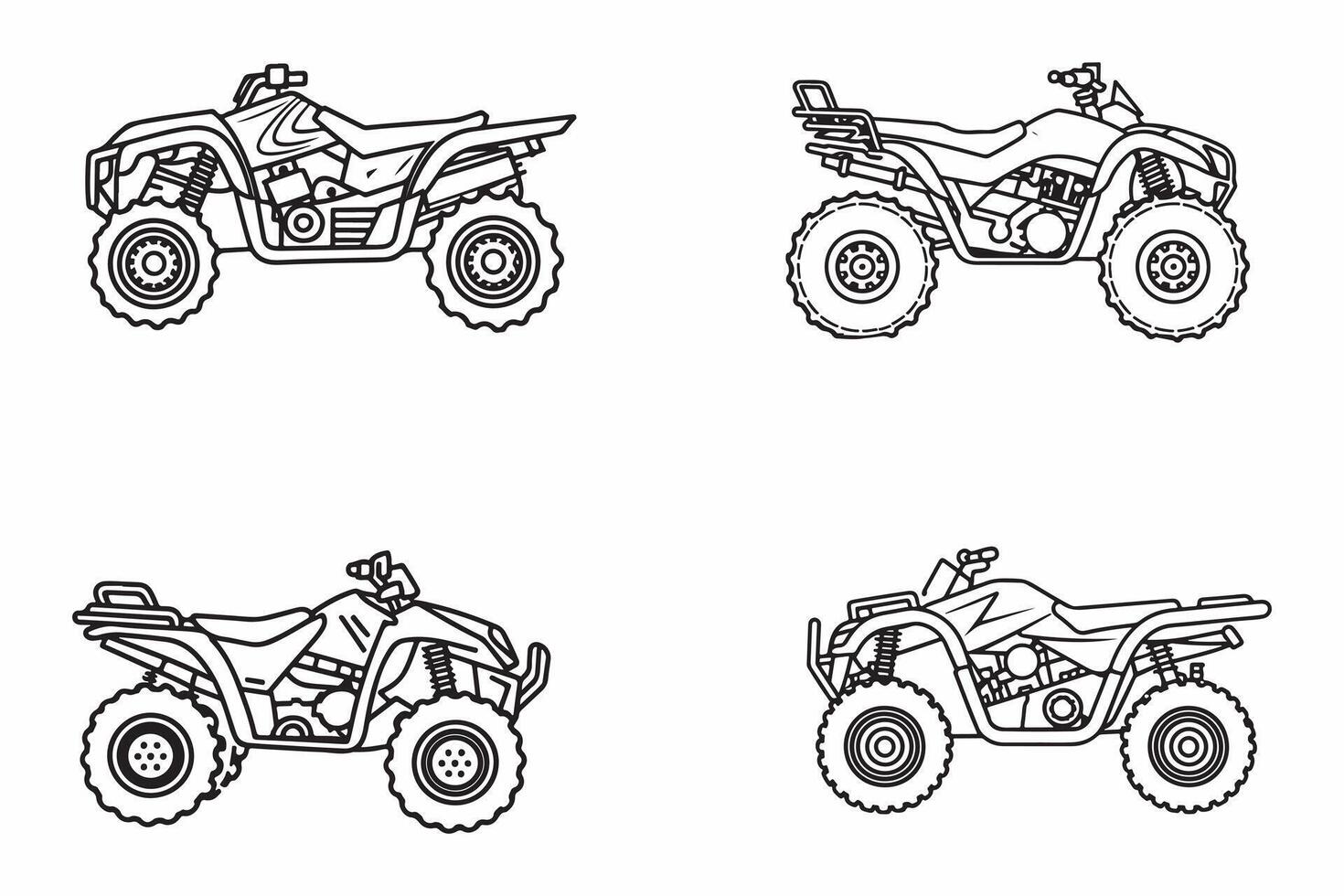 Atvs Set Outline Vector Illustration On White Background