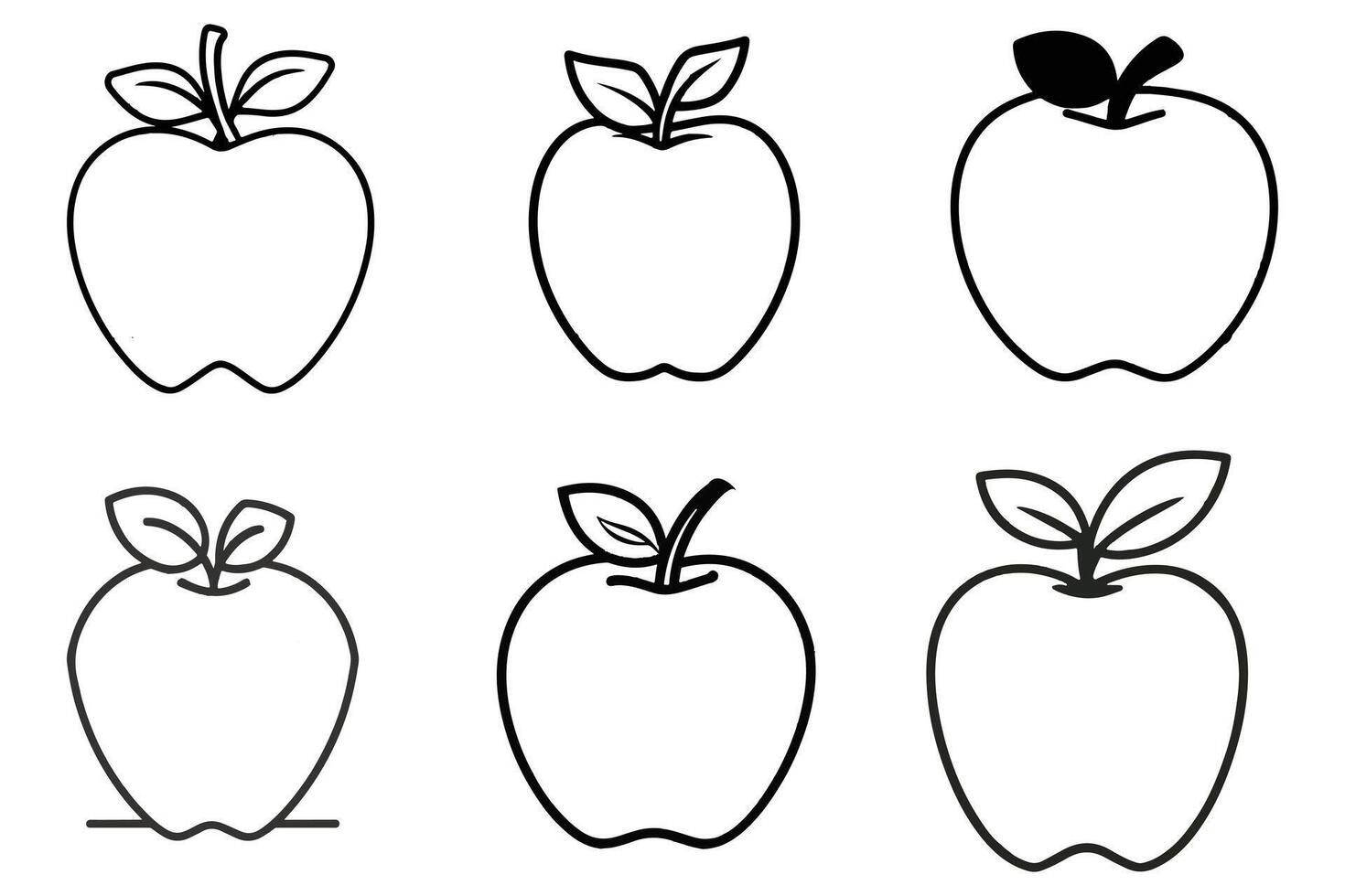 Set of Apple Hand Drawn Design On White Background illustration vector