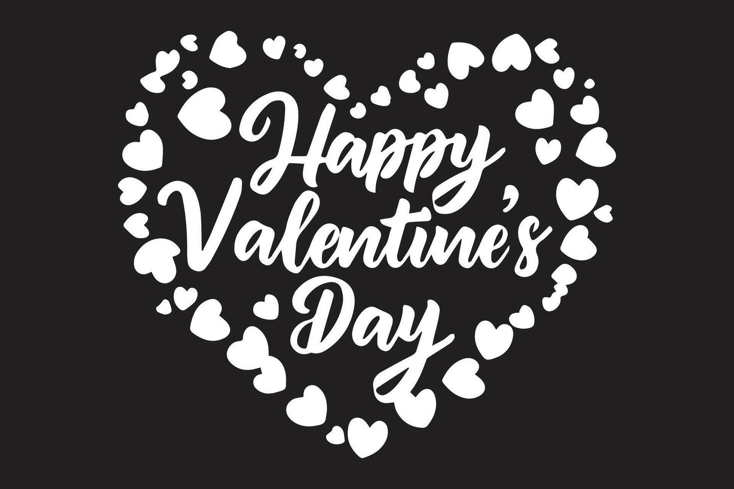 Happy Valentines Day text card on a black background vector