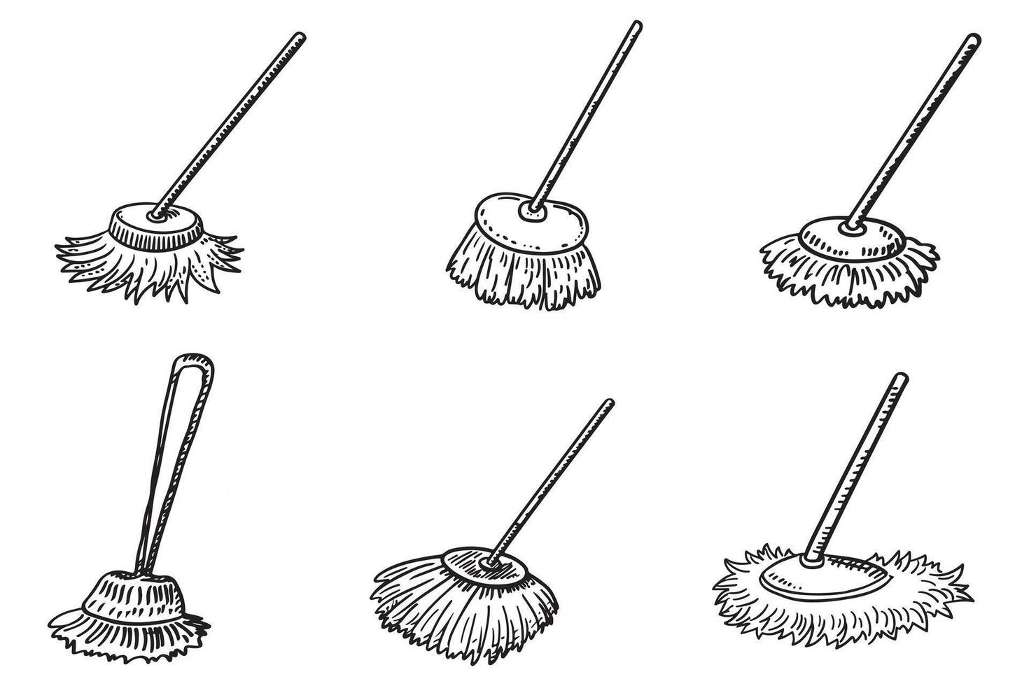 Old Fashioned Mop icon Set Vector Design On White Background illustration