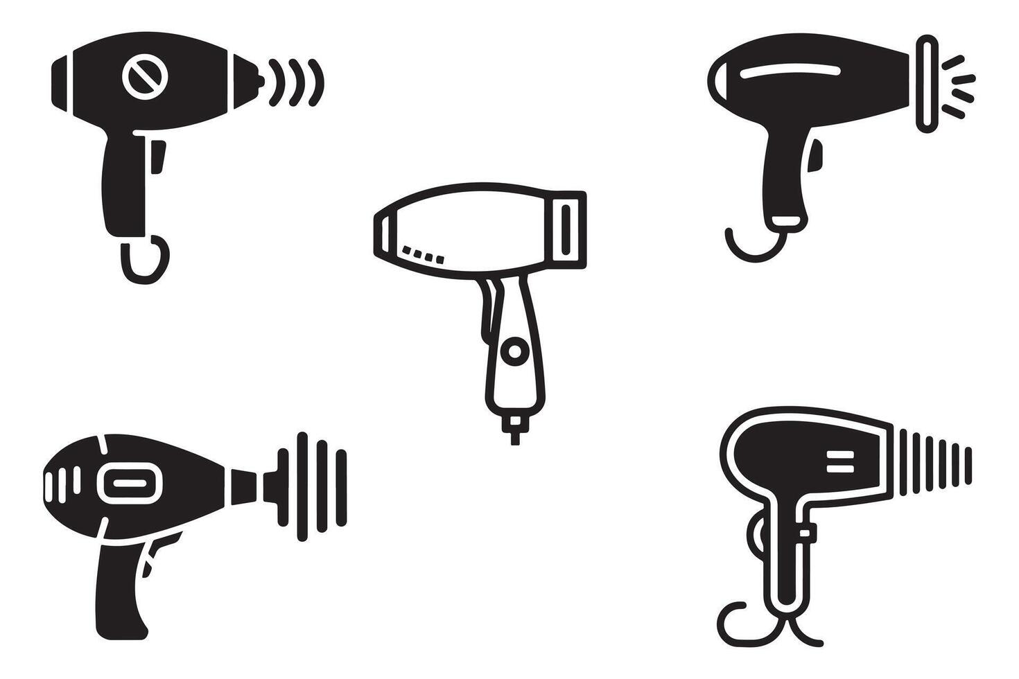 peluquería icono tecnología conjunto vector diseño en blanco antecedentes ilustración