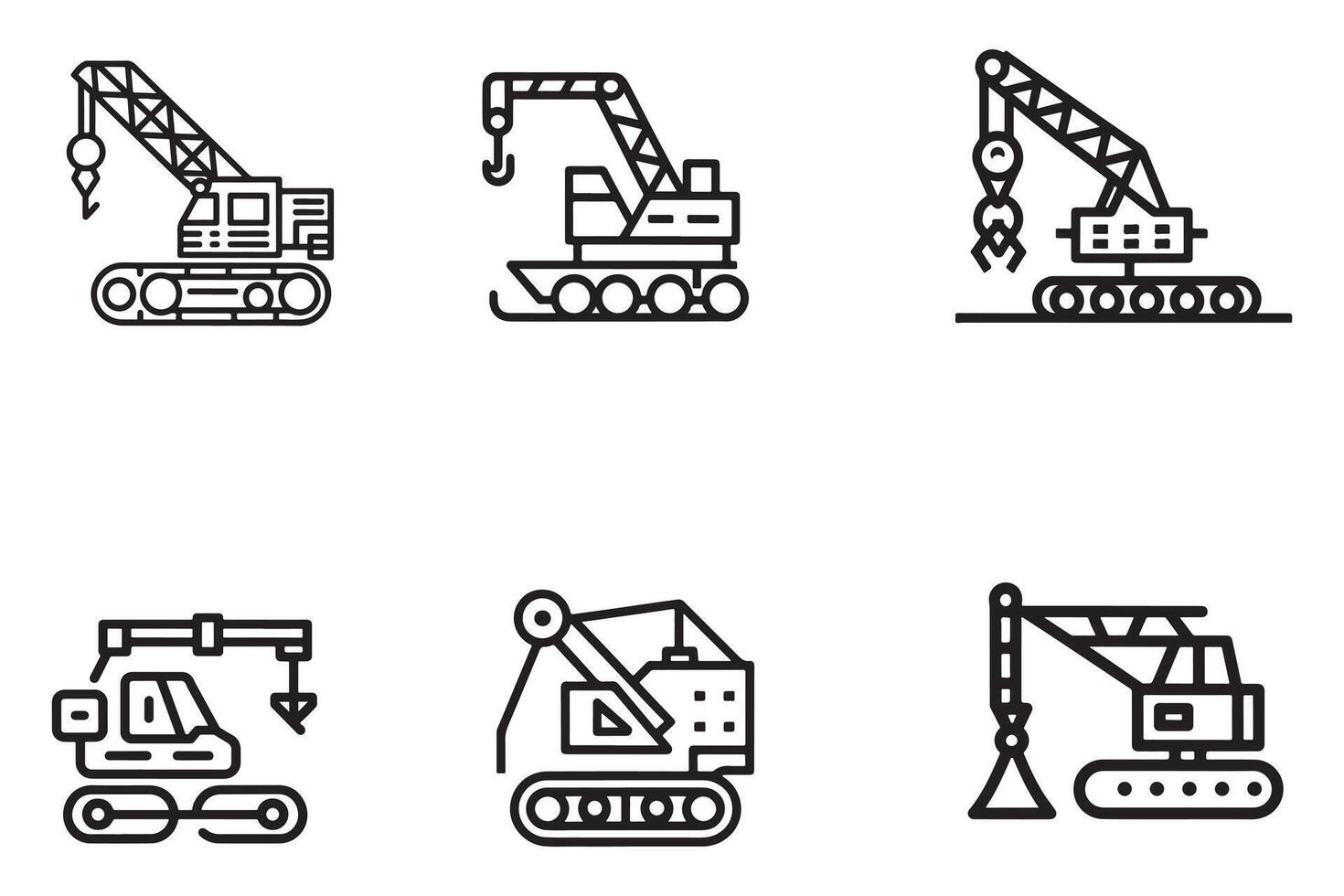 grua icono conjunto vector diseño en blanco antecedentes ilustración