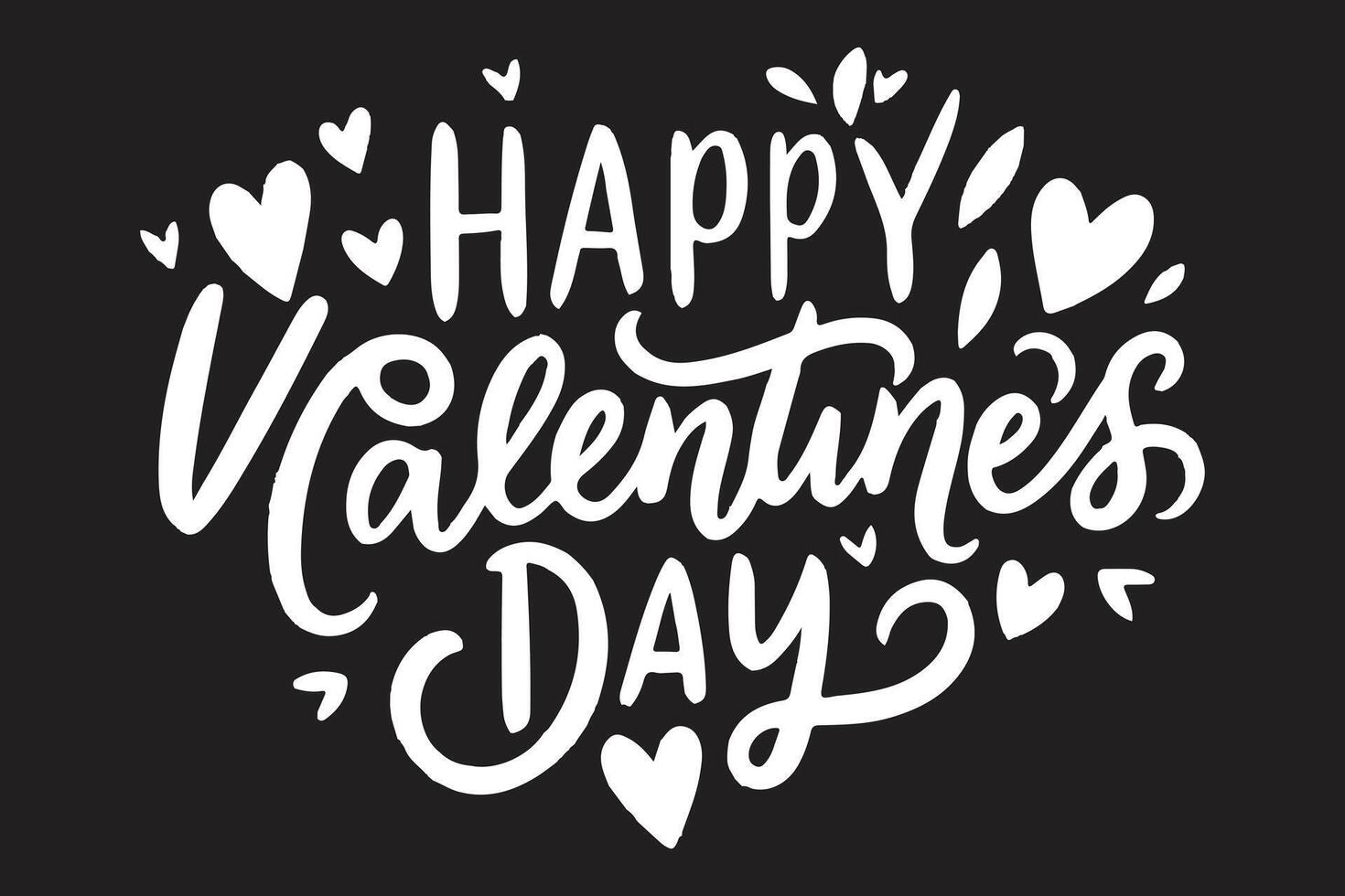 Happy Valentines Day text card on a black background vector