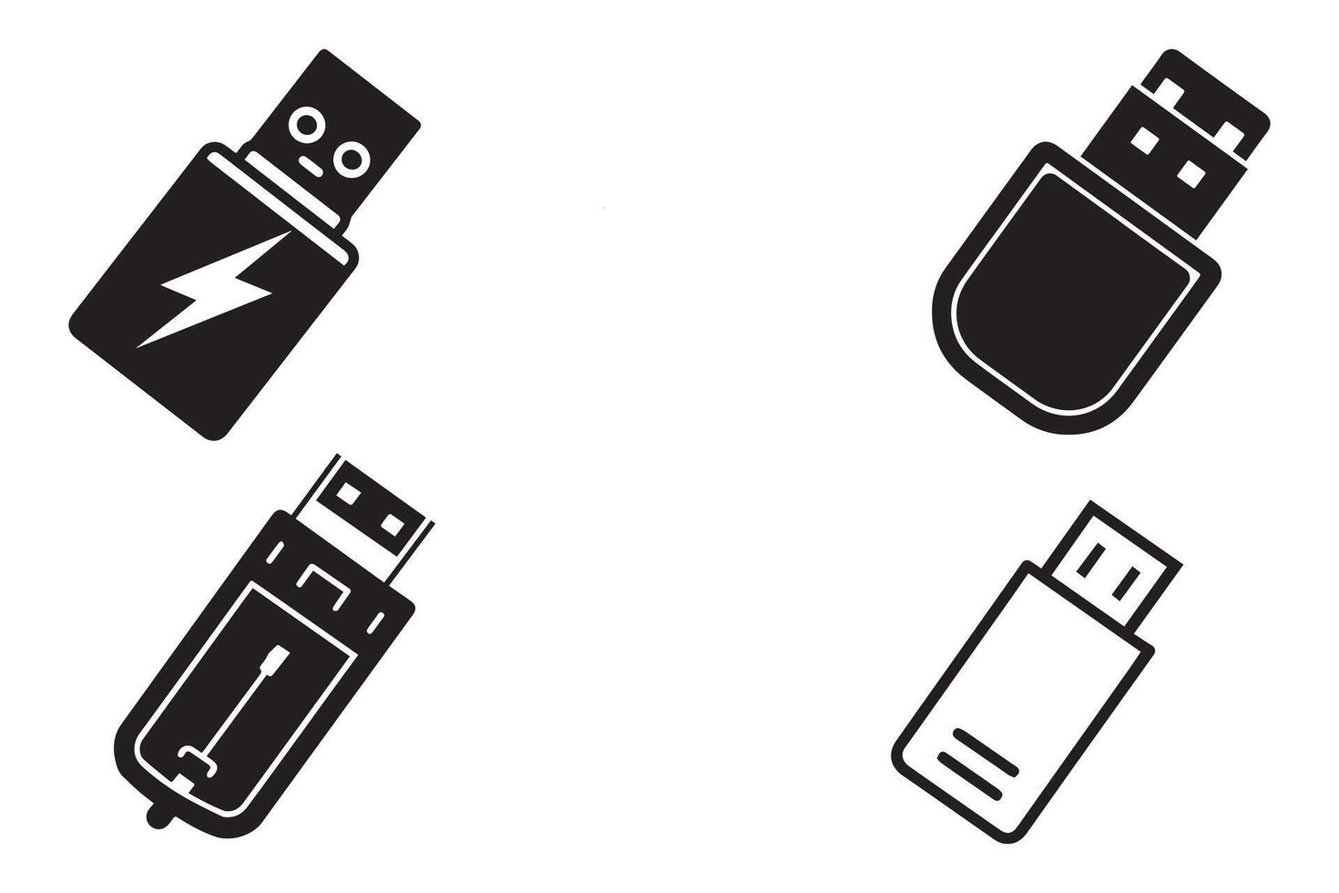 USB Plug Cable Icon Technology Set Vector Design On White