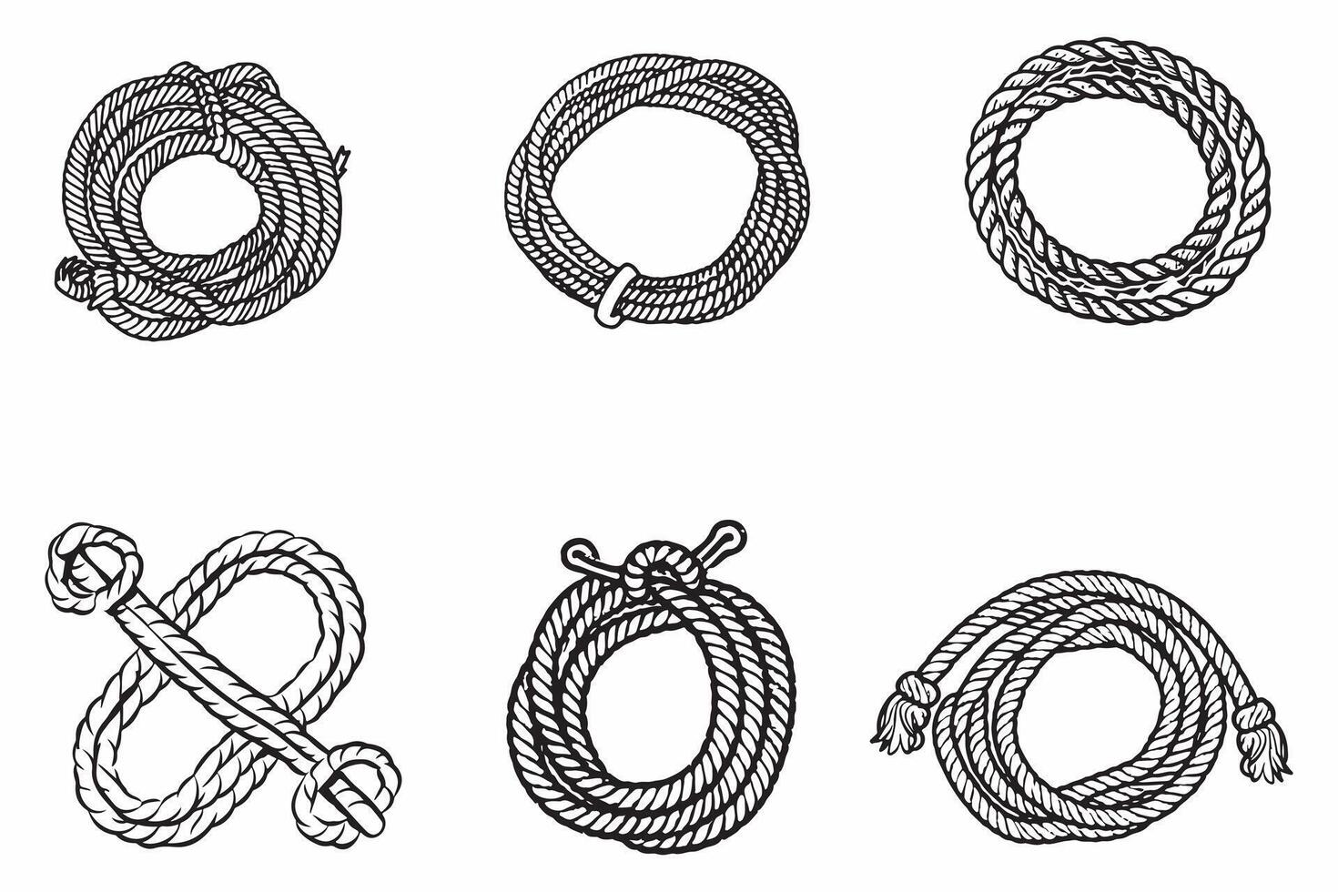 Rigging Rope Outline Vector Illustration On White Background