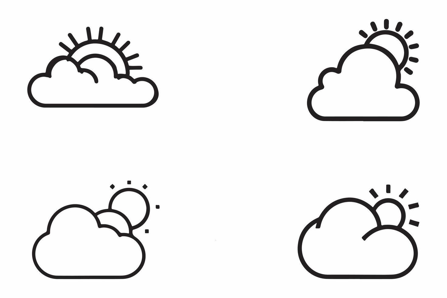 Cloud Icons Set Outline Vector Illustration on white background