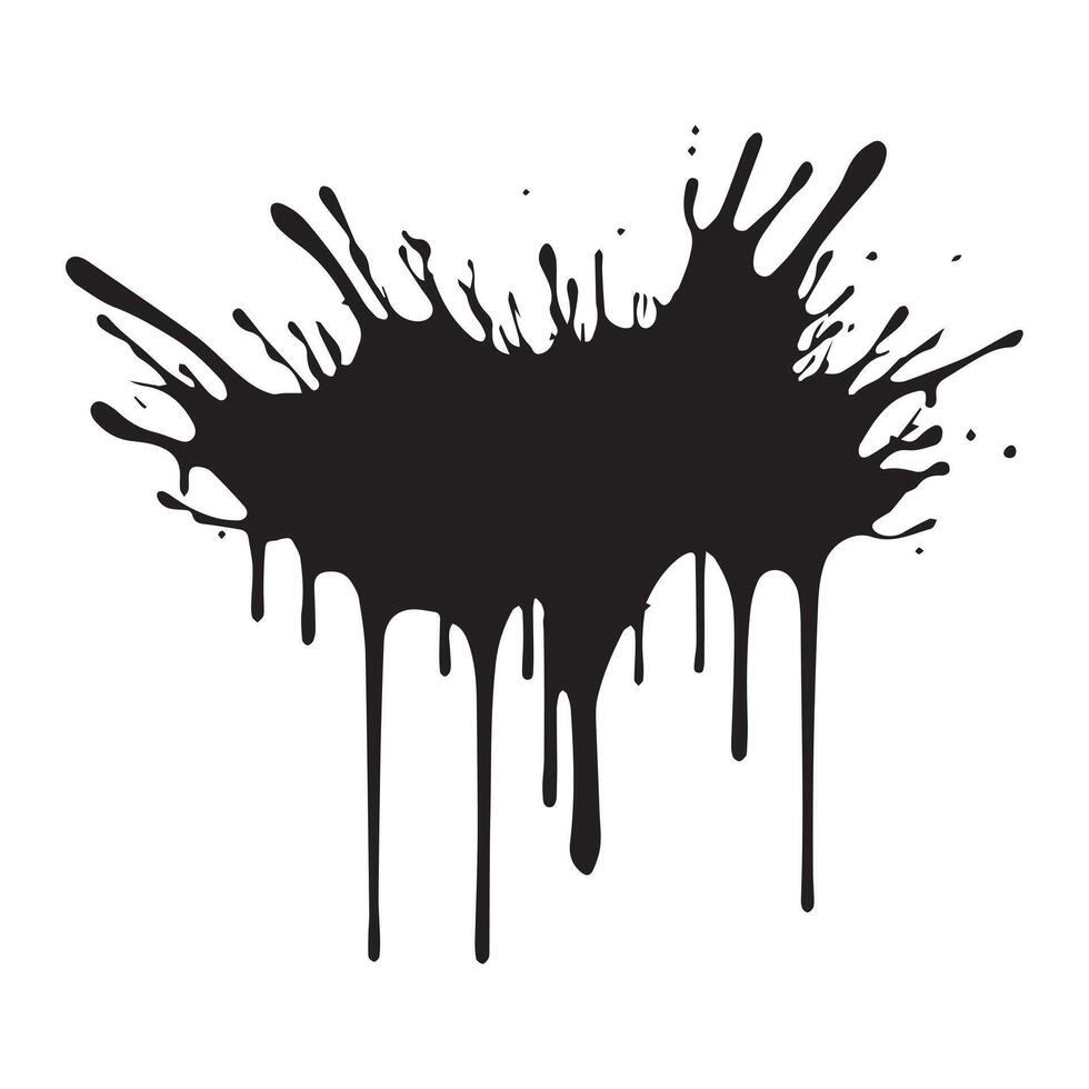 Drop paint art brush stroke on a white background, vector illustration.