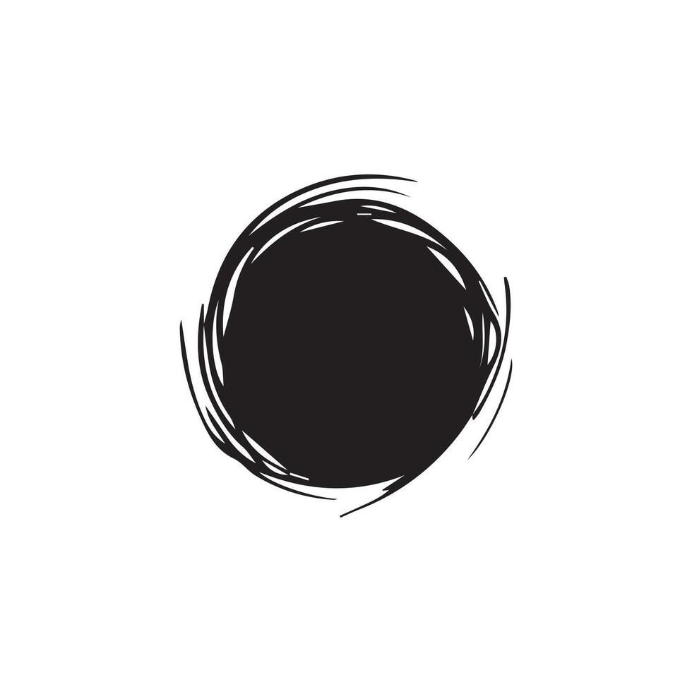 Brush circles round shape Stock black color design. vector