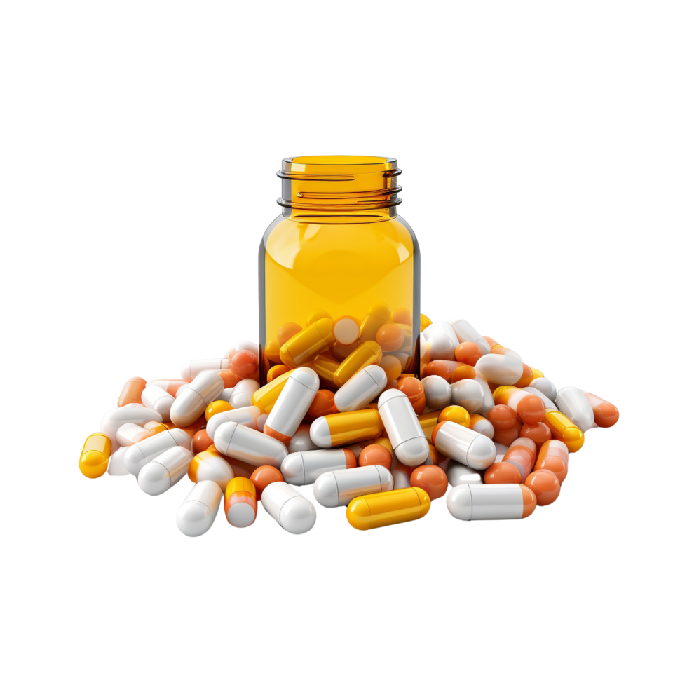 AI generated Scattered capsule clip art png
