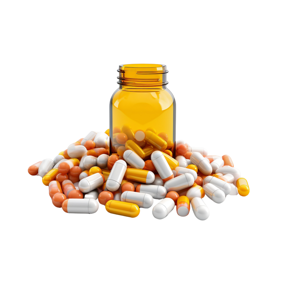 AI generated Scattered capsule clip art png
