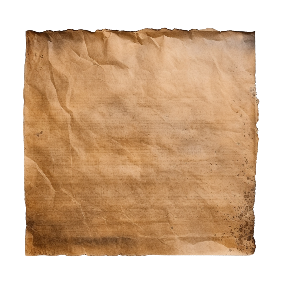 AI generated Old worn paper sheet clip art png
