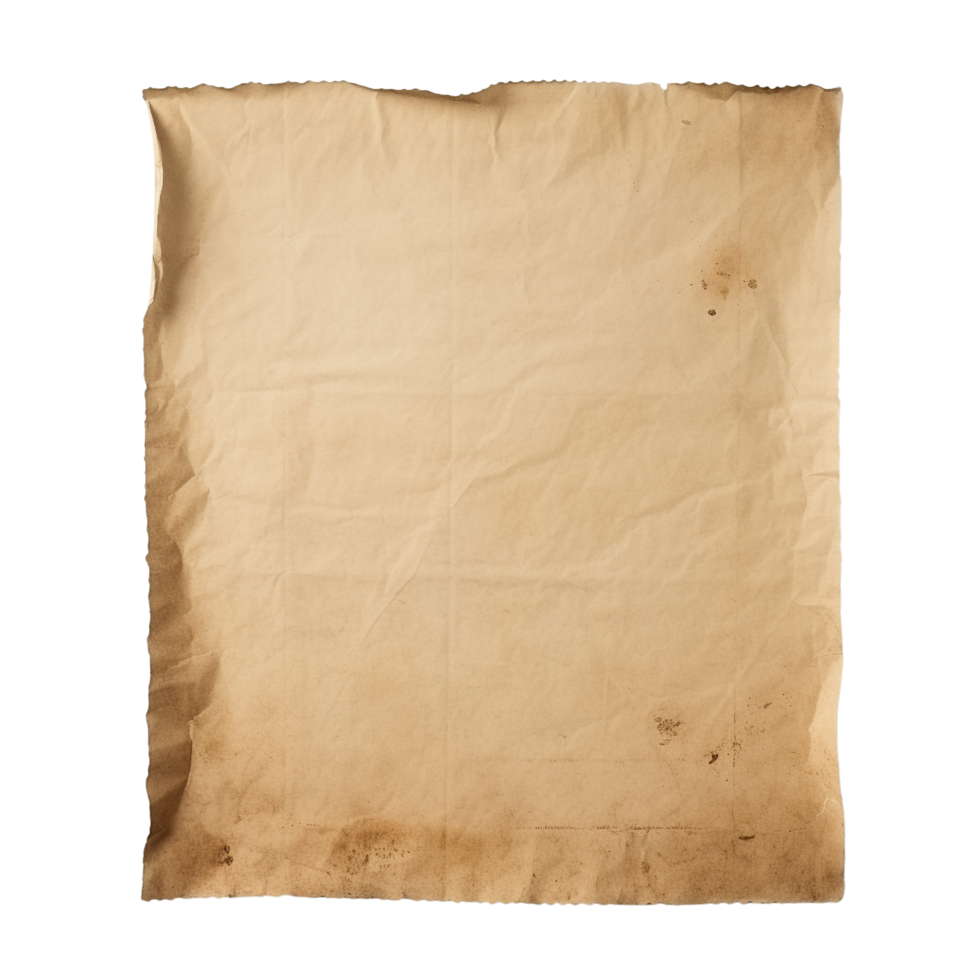 AI generated Old worn paper sheet clip art png
