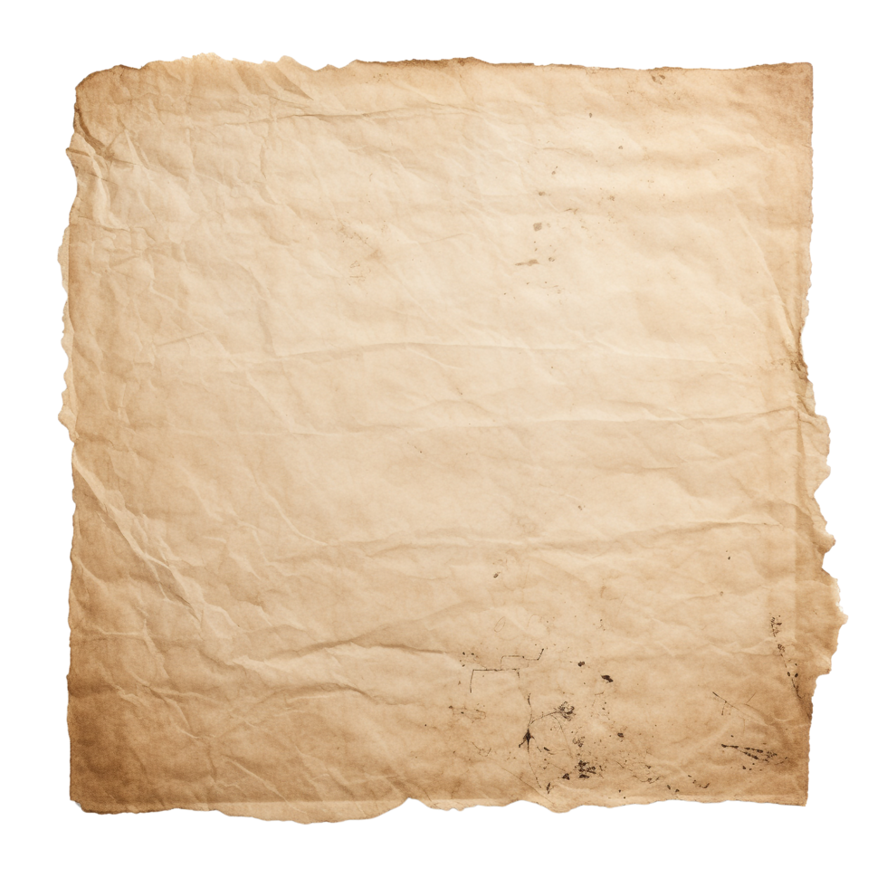 AI generated Old worn paper sheet clip art png