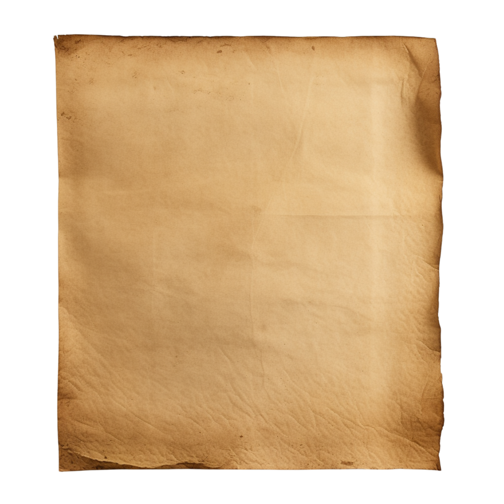 AI generated Old worn paper sheet clip art png