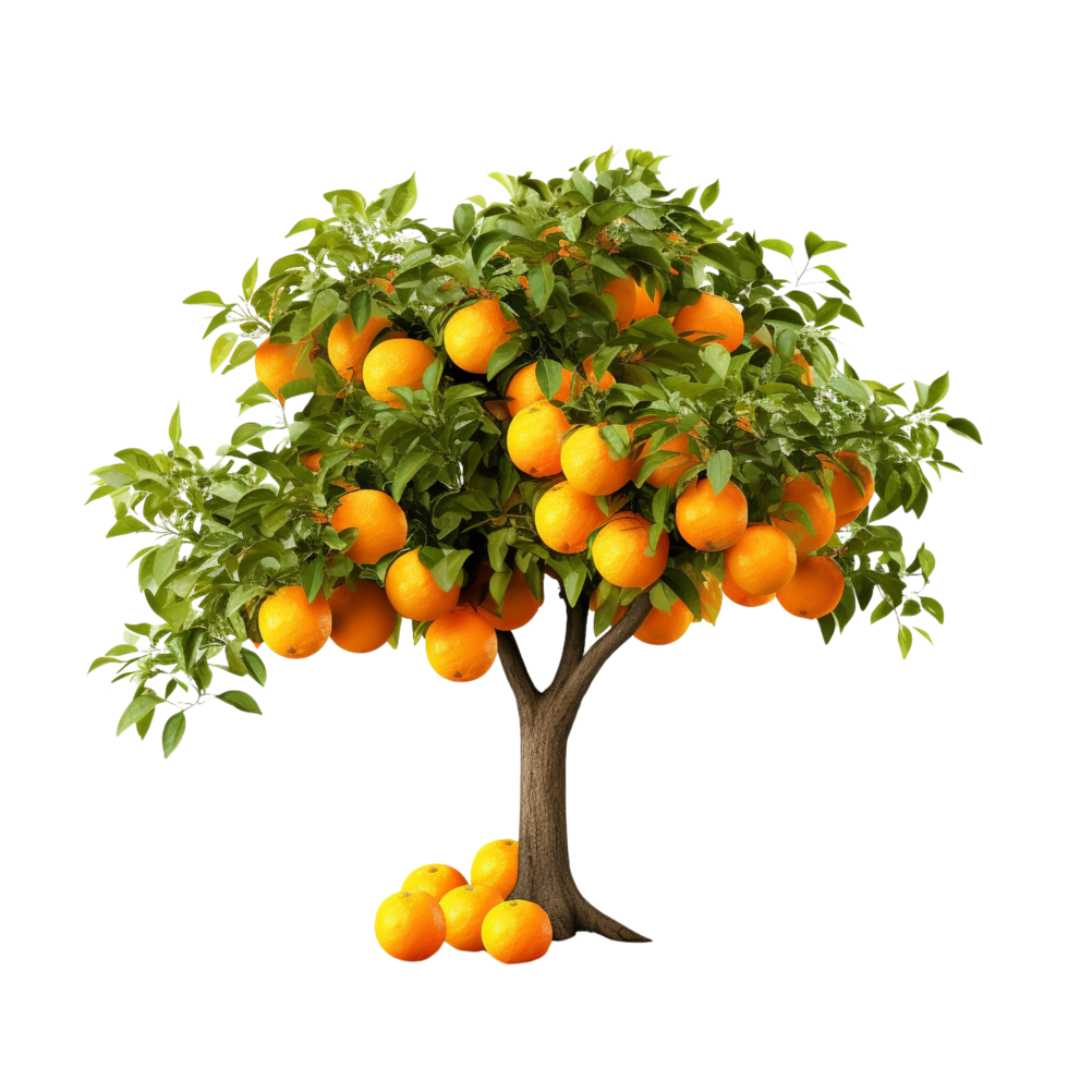 ai generado naranja Fruta árbol acortar Arte png