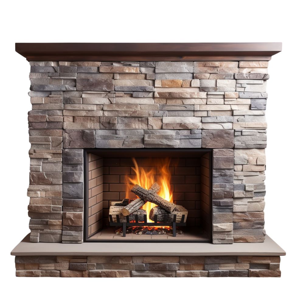 AI generated Modern fireplace clip art png