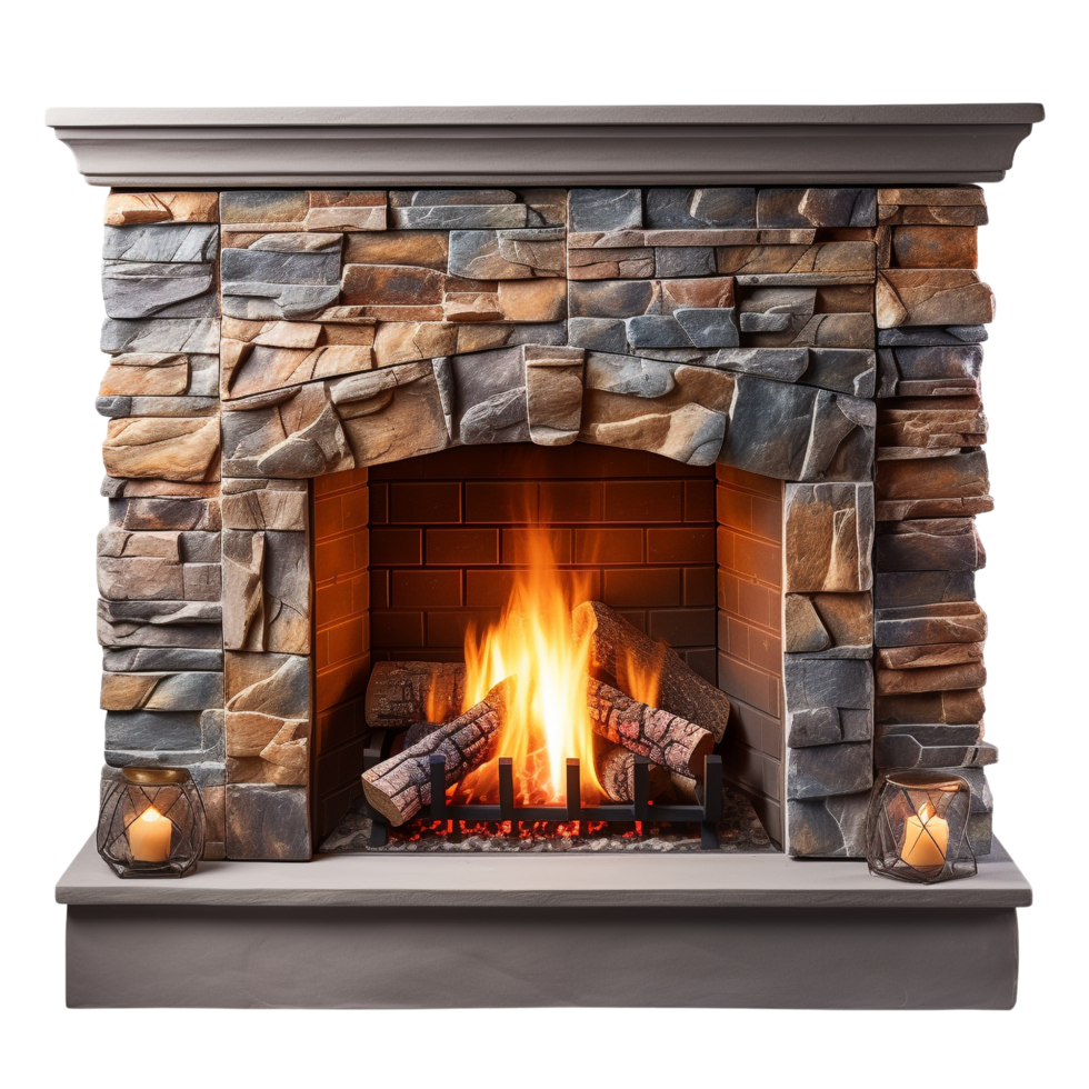 AI generated Modern fireplace clip art png