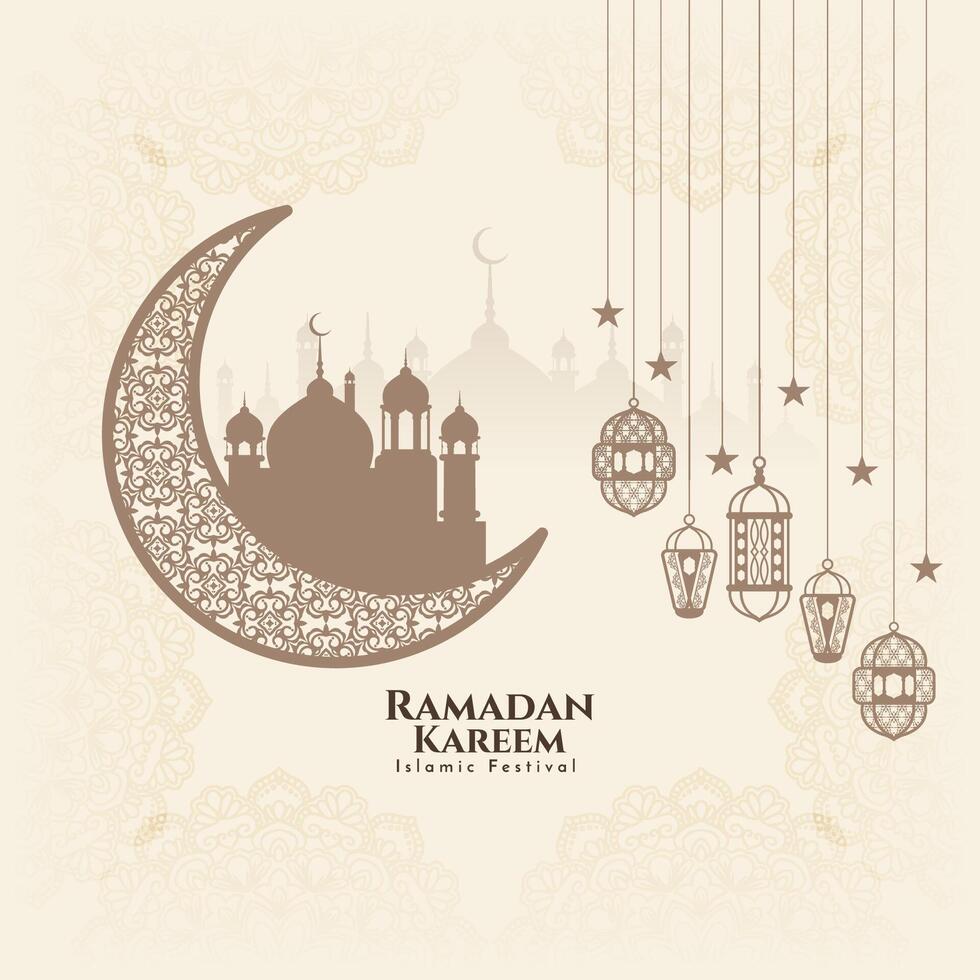 Ramadan Kareem traditional muslim festival islamic background design vector