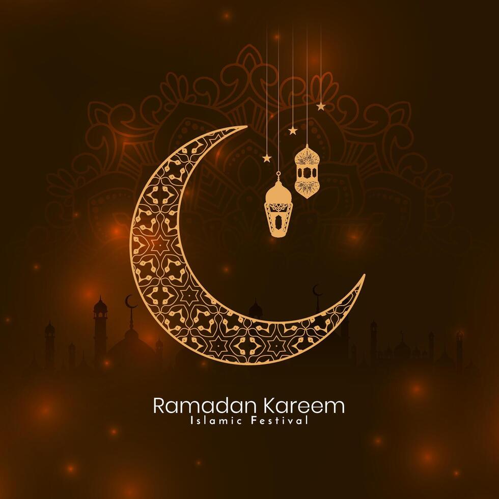 Religious Ramadan Kareem Islamic festival celebration card design vector