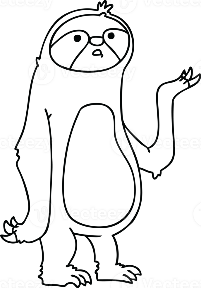line drawing quirky cartoon sloth png