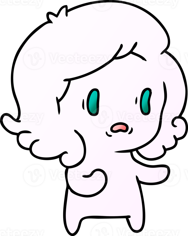 hand drawn gradient cartoon of kawaii scary ghost png