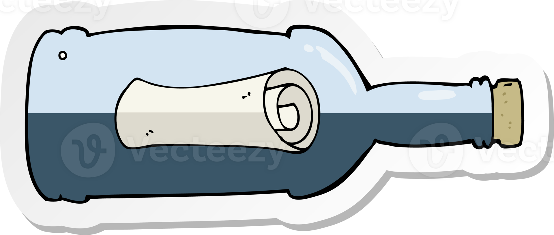 sticker of a message in a bottle cartoon png