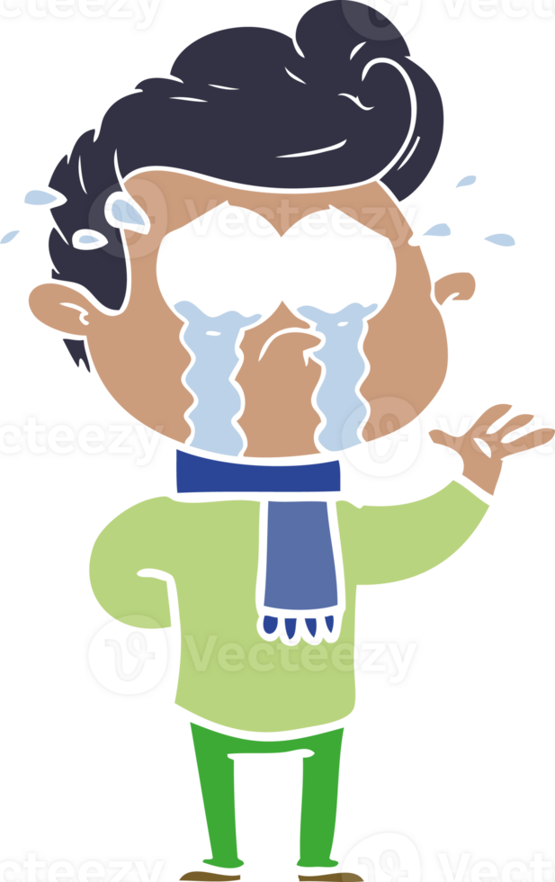 flat color style cartoon crying man png