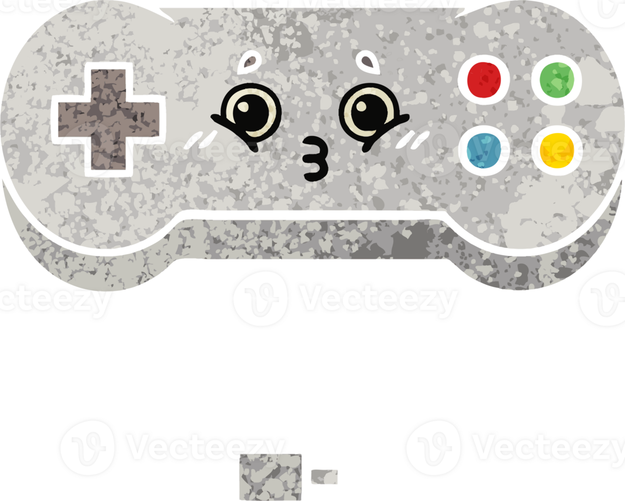 retro illustration style cartoon of a game controller png