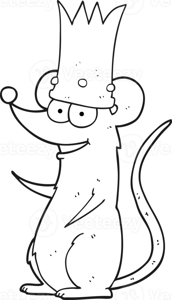 hand drawn black and white cartoon rat king png