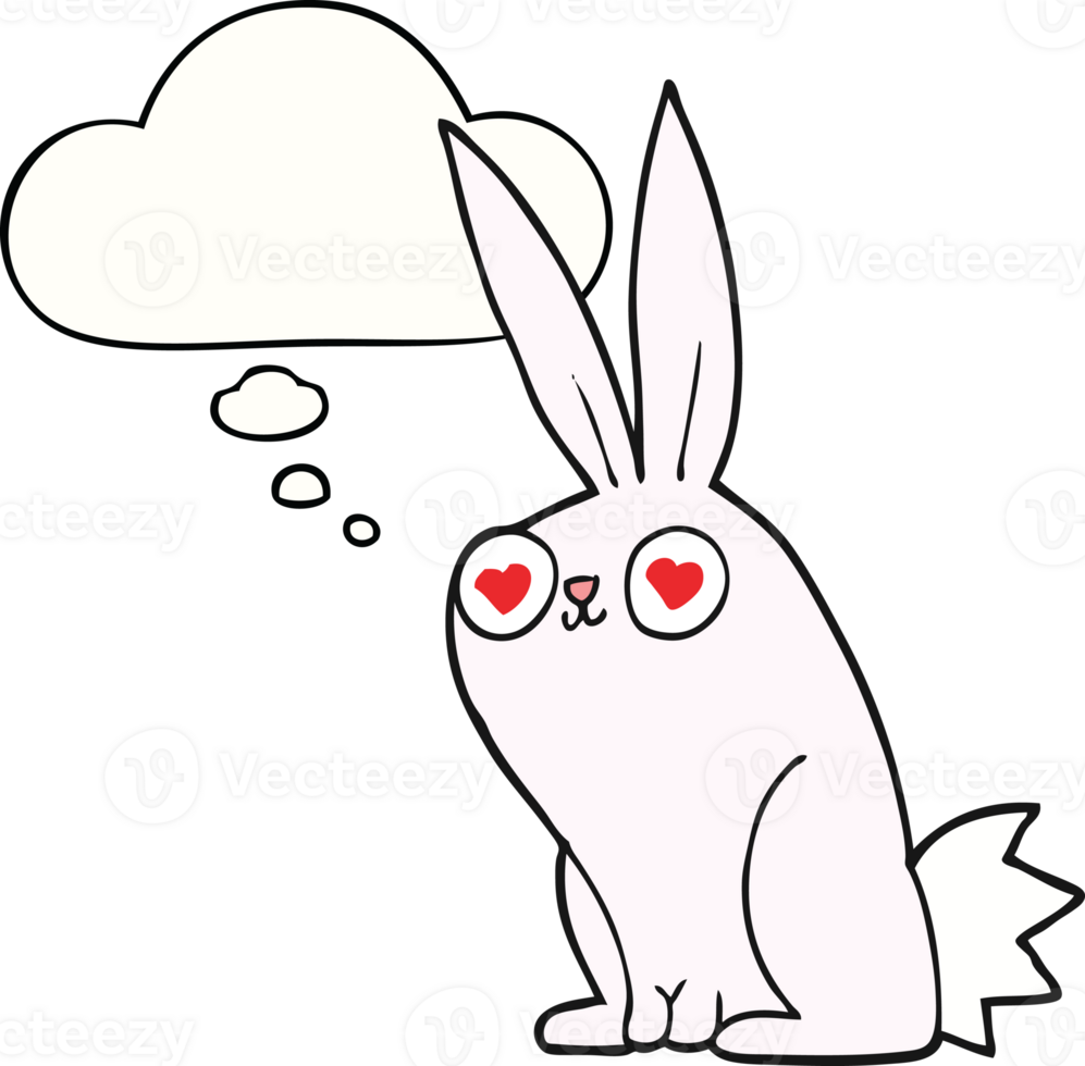 cartoon bunny rabbit in love with thought bubble png
