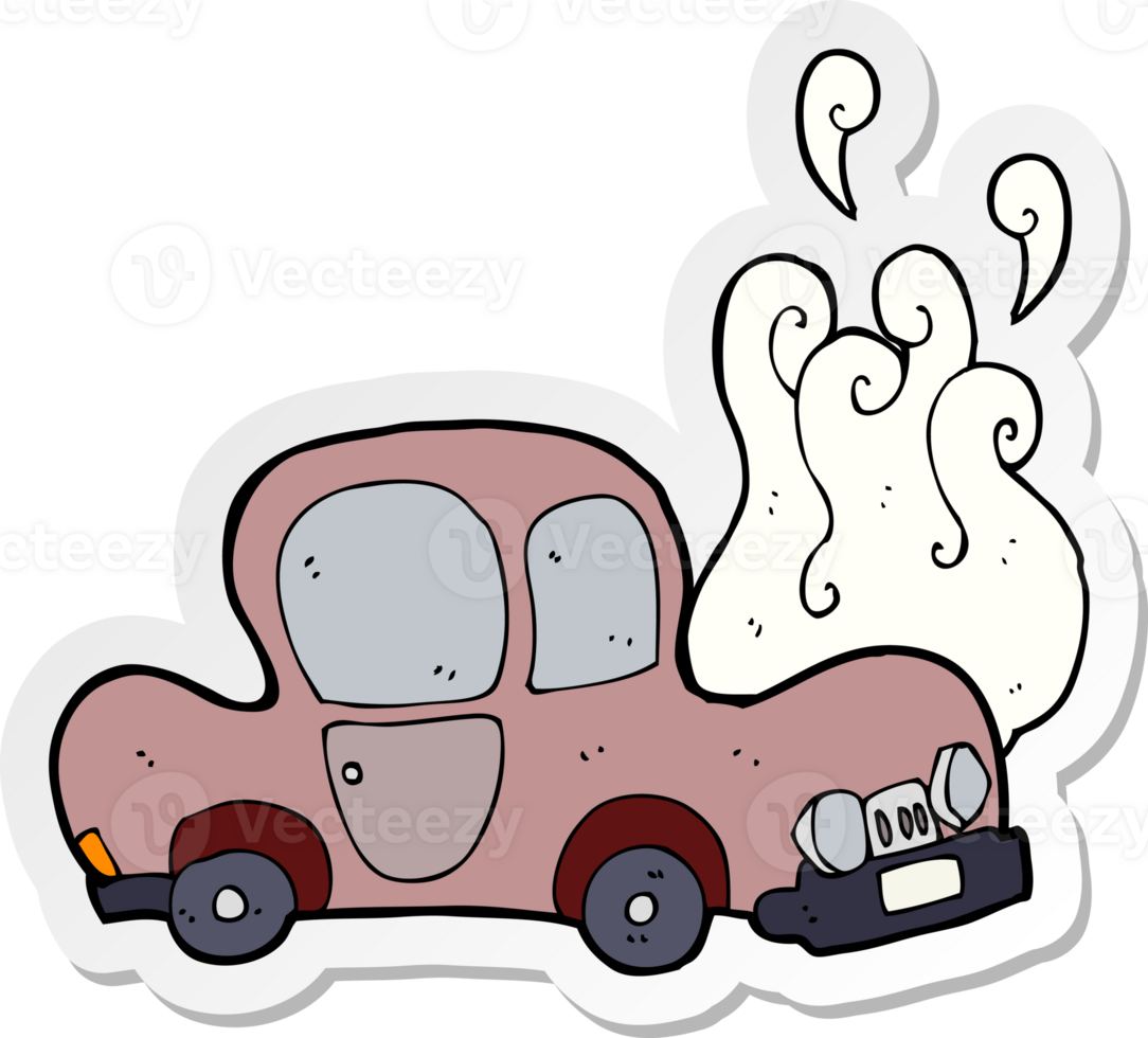 sticker of a broken down car cartoon png