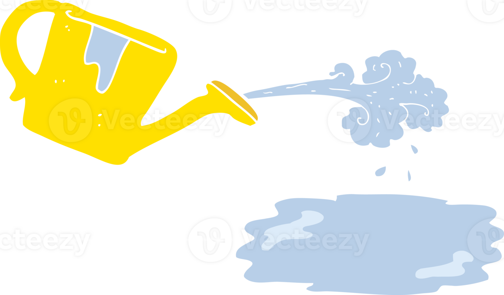 flat color illustration of watering can pouring png