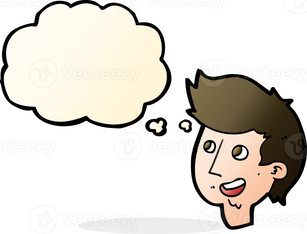 cartoon happy boy face with thought bubble png