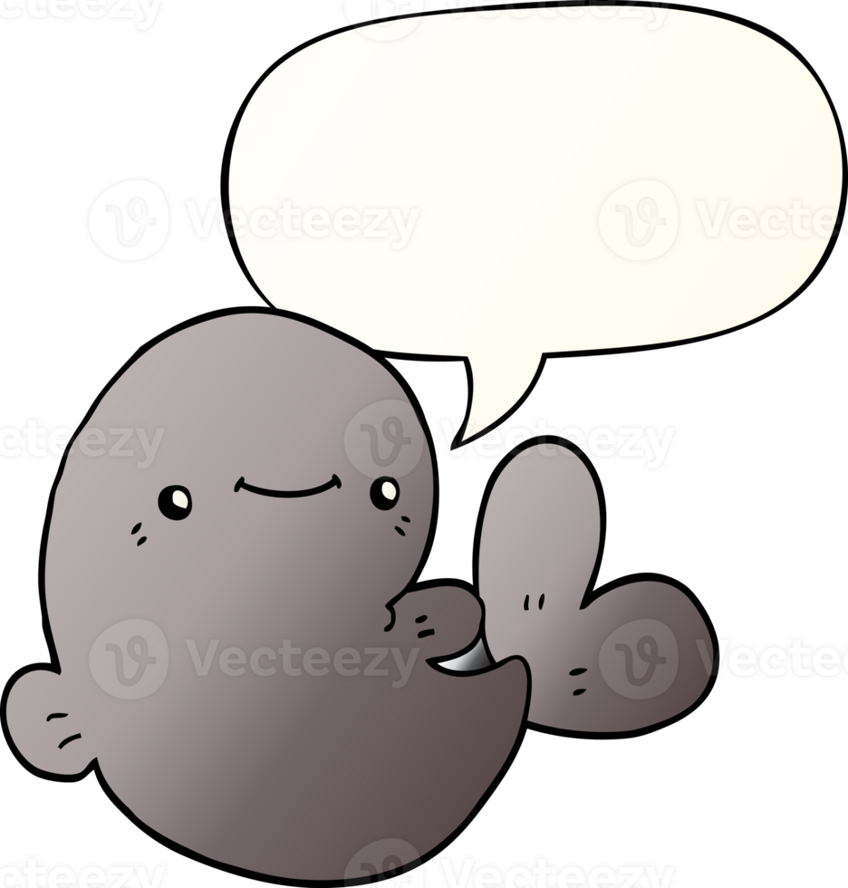 cartoon whale with speech bubble in smooth gradient style png