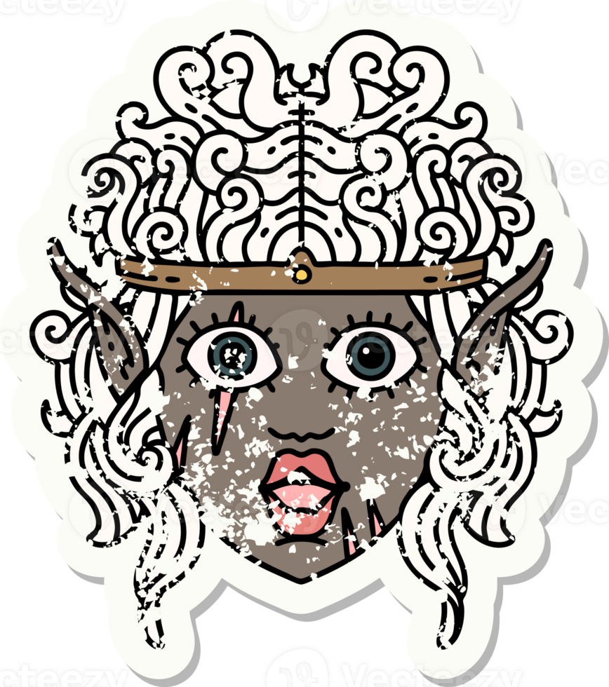 Retro Tattoo Style elf barbarian character face png
