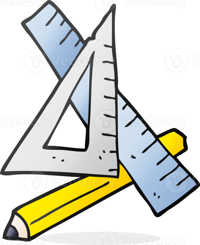 hand drawn cartoon pencil and ruler png