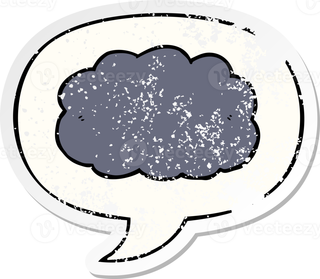 cartoon cloud with speech bubble distressed distressed old sticker png