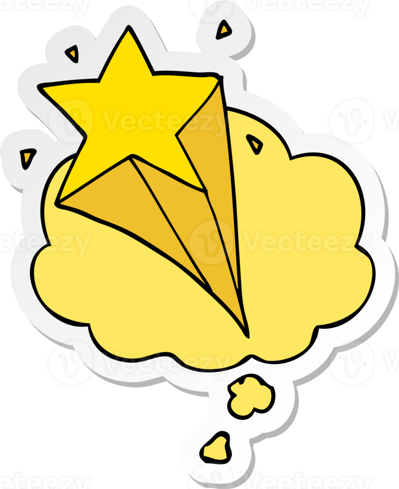 cartoon star with thought bubble as a printed sticker png