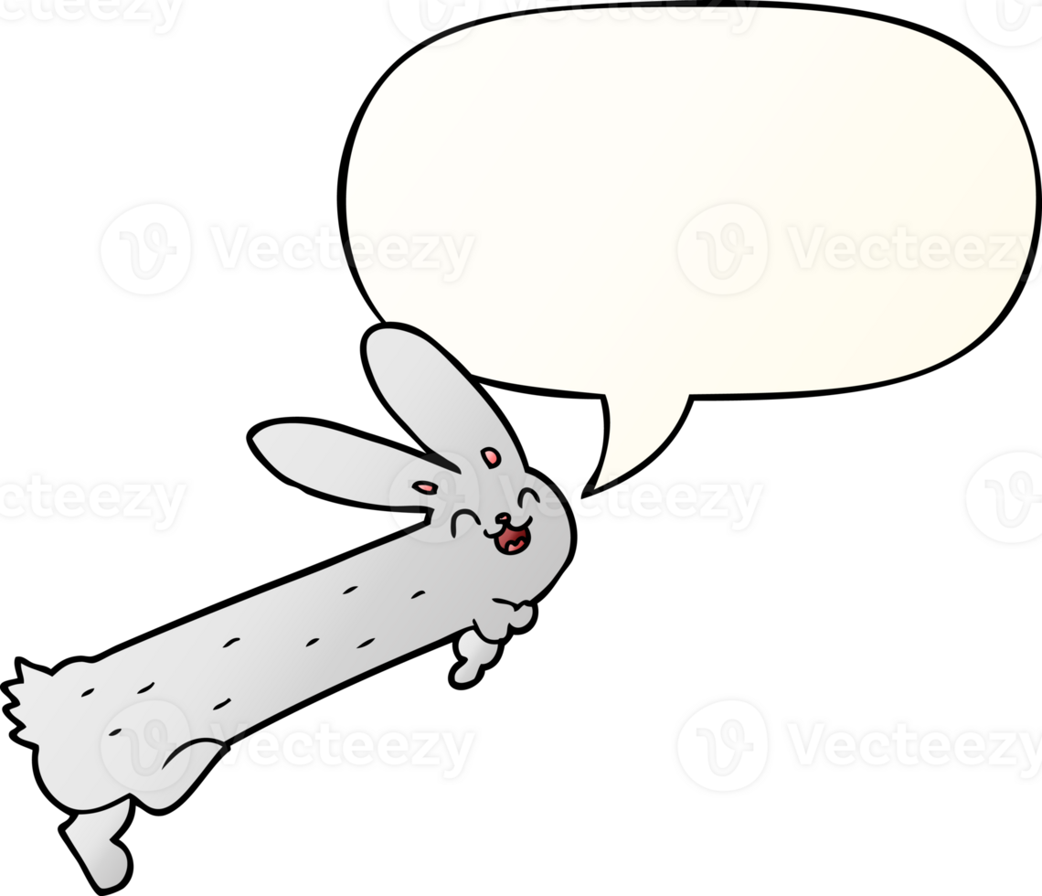 funny cartoon rabbit with speech bubble in smooth gradient style png