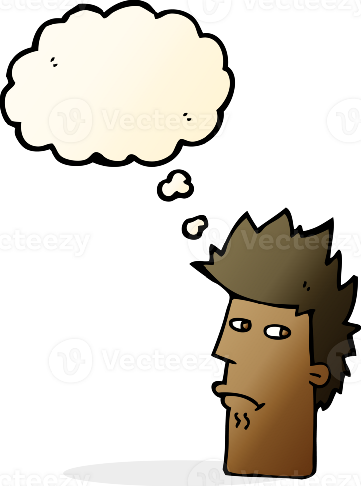 cartoon nervous expression with thought bubble png