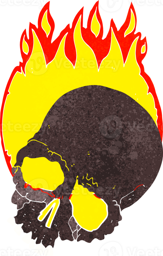 cartoon burning skull png