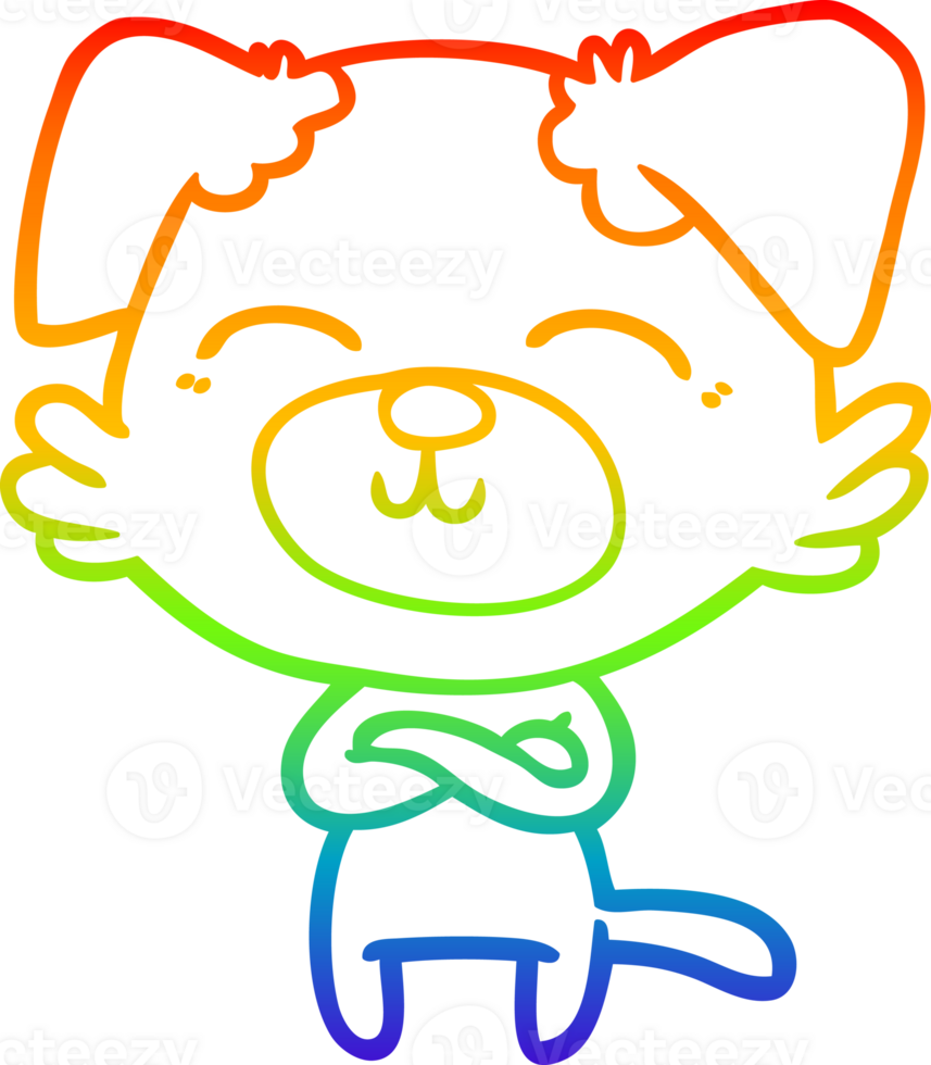 arco Iris gradiente linha desenhando do uma desenho animado cachorro cruzando braços png