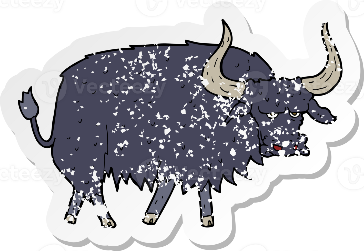 retro distressed sticker of a cartoon annoyed hairy ox png