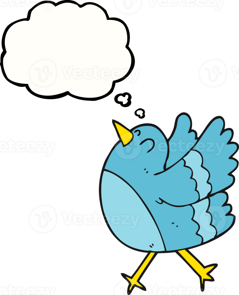 hand drawn thought bubble cartoon happy bird png