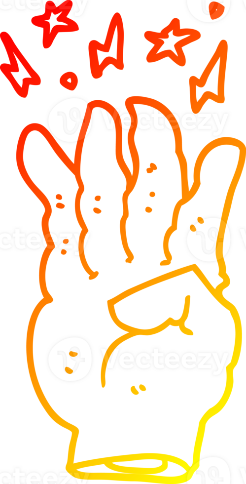 warm gradient line drawing of a cartoon spooky magic hand png