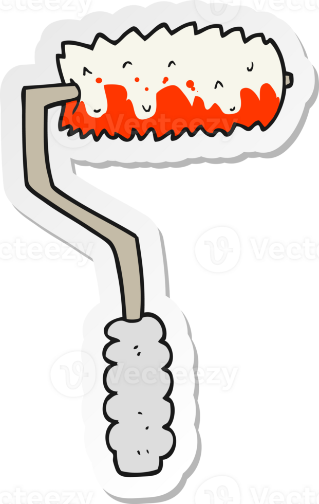 sticker of a cartoon paint roller png